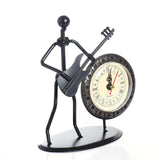 Black Metal Guitarist Figurine with Clock