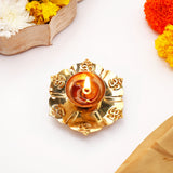 Akhand Jyoti Diya with Greeting Card and Rasgulla