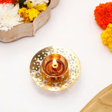 Golden Akhand Jyot Diya with Dry Fruits