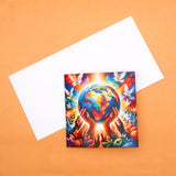 Pack of 50 Colourful Globe and Doves Greeting Card