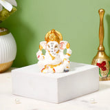 Ganesha Idol with Set of 2 Modak Diyas - Orange
