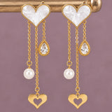 Pearl Heart Multi-Drop Stud Earrings | Stupid Cupid