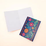 Pack of 50 Folk Floral Blue Greeting Card