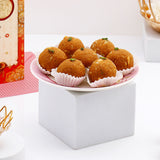 Silver Pooja Thali Set with Besan Ladoo and Attar