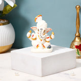 Ganesha Idol with Set of 2 Modak Diyas - White