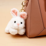 Fluffy White Bunny Rabbit Plush Keychain