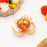 Om Jyoti Diya with Greeting Card and Besan Ladoo