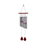 Silver Metal Tube Wind Chime with Red Accents