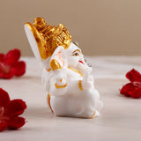 White and Golden Accents Shree Ganesha Table Top Idol