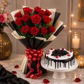 10 Red Roses With Black Forest Cake