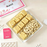 Ornate Rakhi with Soan Papdi & Cashew
