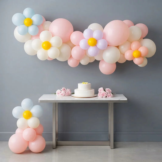 Pink Daisy Balloon Garland Cake Table Decor