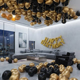 Black & Gold Luxe Ceiling Balloon Room Decor