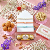Stately Bhai Rakhi Hamper with Besan Laddoo, Cashew & Ferrero Rocher