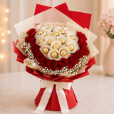 16 Red Roses, Cream Cake & Ferrero Rocher