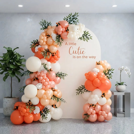 A Little Cutie Peach Baby Shower Arch Decor