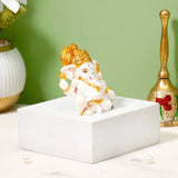 Ganesha Idol with Set of 2 Modak Diyas - Orange