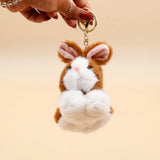 Brown Fluffy Rabbit Plush Keychain