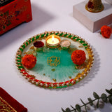 Divine Ganesha Green Designer Pooja Thali