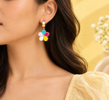 Rainbow Flower Enamel Hoop Earrings | Stupid Cupid