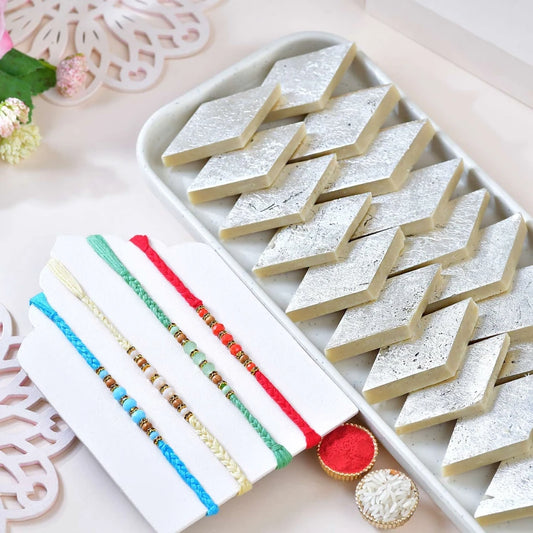 Resplendent Rakhi with Kaju Katli