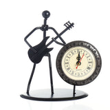 Black Metal Guitarist Figurine with Clock