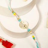 Pastel Beaded Yin-Yang Bhaiya Bhabhi Rakhi Set with Kaju Katli & Dry Fruits