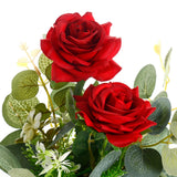 Artificial Red Rose Bouquet in Ceramic Pot