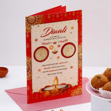 Akhand Jyoti Diya with Greeting Card and Besan Ladoo