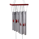Silver Metal Tube Wind Chime with Red Accents