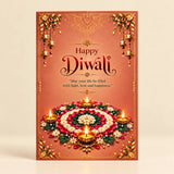 Personalized Happy Diwali Greeting Card with Rangoli, Diyas & Message