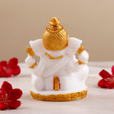 Divine White and Golden Shree Ganesha Table Top Idol