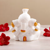 Sacred Shree Ganesha White and Golden Table Top Idol