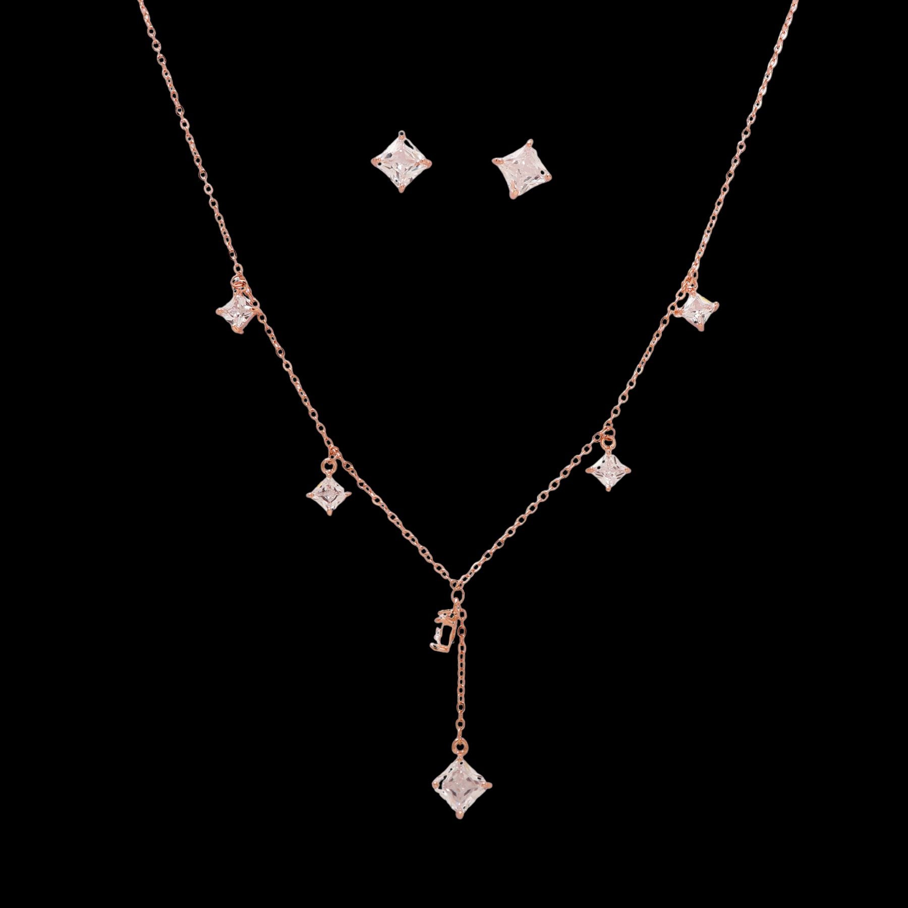 Rose Gold Stone Choker With Earring