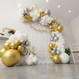 White & Gold Net Curtain Balloon Arch Decor