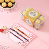 Elegant Rudraksha Rakhi with Ferrero Rocher