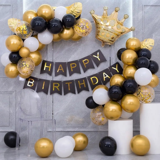 Black & Gold Frill Curtain Birthday Decor