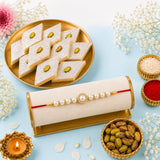 Pearl Rakhi with Kaju Katli & Pistachios | Premium Raksha Bandhan Sweet Hamper