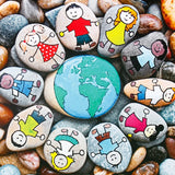 Pack of 50 Painted Pebbles Earth Greeting Card