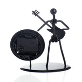 Black Metal Guitarist Figurine with Clock