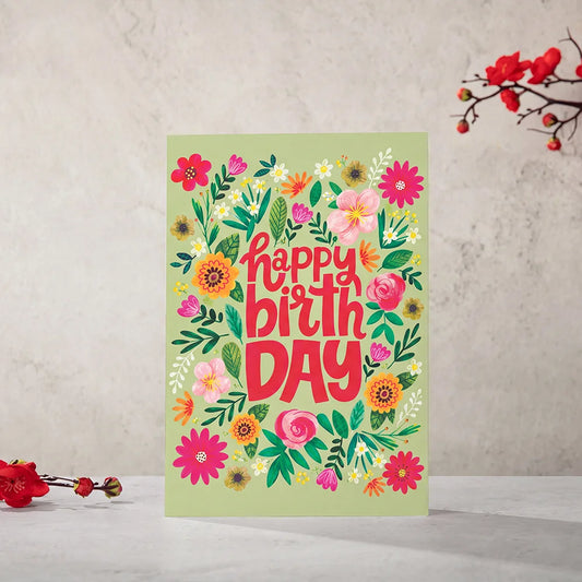 Happy Birthday Wildflower Personalised Greeting Card