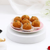 Om Jyoti Diya with Greeting Card and Besan Ladoo