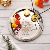 Silver Pooja Thali Set with Besan Ladoo and Attar