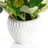 Artificial White Rose Bouquet in Ceramic Pot