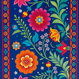 Pack of 50 Folk Floral Blue Greeting Card