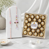 Bhaiya bhabhi Floral Charm Rakhis with Ferrero Rocher (24 pcs)