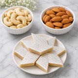 Kundan Floral Medallion Bhaiya Bhabhi Rakhi Set with Kaju Katli & Dry Fruits