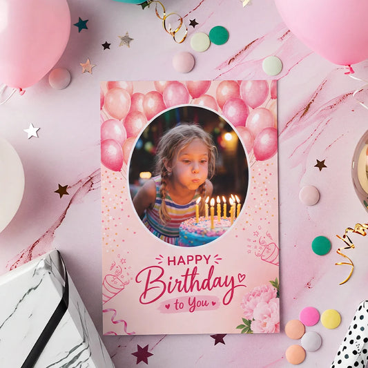 Happy Birthday Photo Balloon Personalised Greeting Card