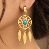 Turquoise Dreamcatcher Feather Hoop Earrings | Stupid Cupid