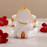 White and Golden Accents Shree Ganesha Table Top Idol